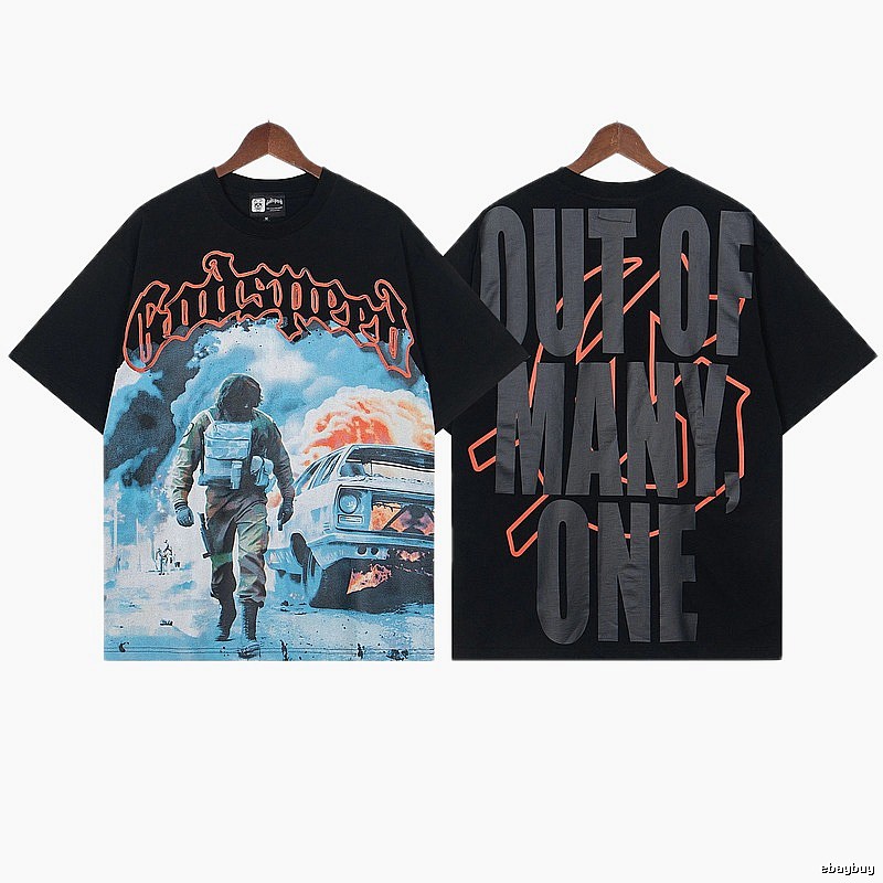 Godspeed Battlefield Print Street Style Black T-shirt
