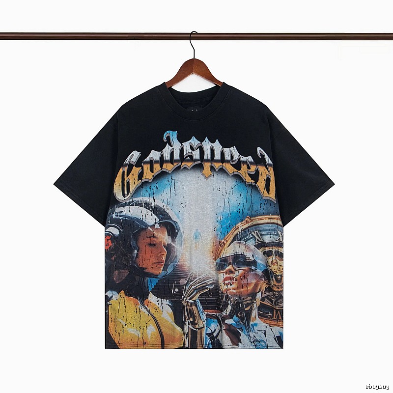 Godspeed Print Cyber Style Black T-shirt