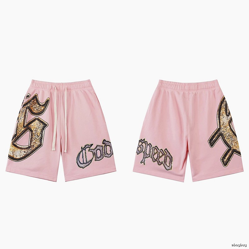 Godspeed Printed Vintage Style Pink Shorts