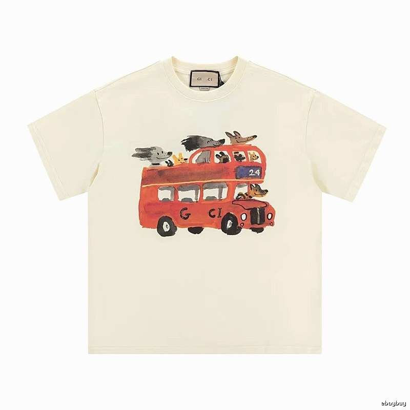 Gucci Bus Print Whimsical Style Off-white T-Shirt