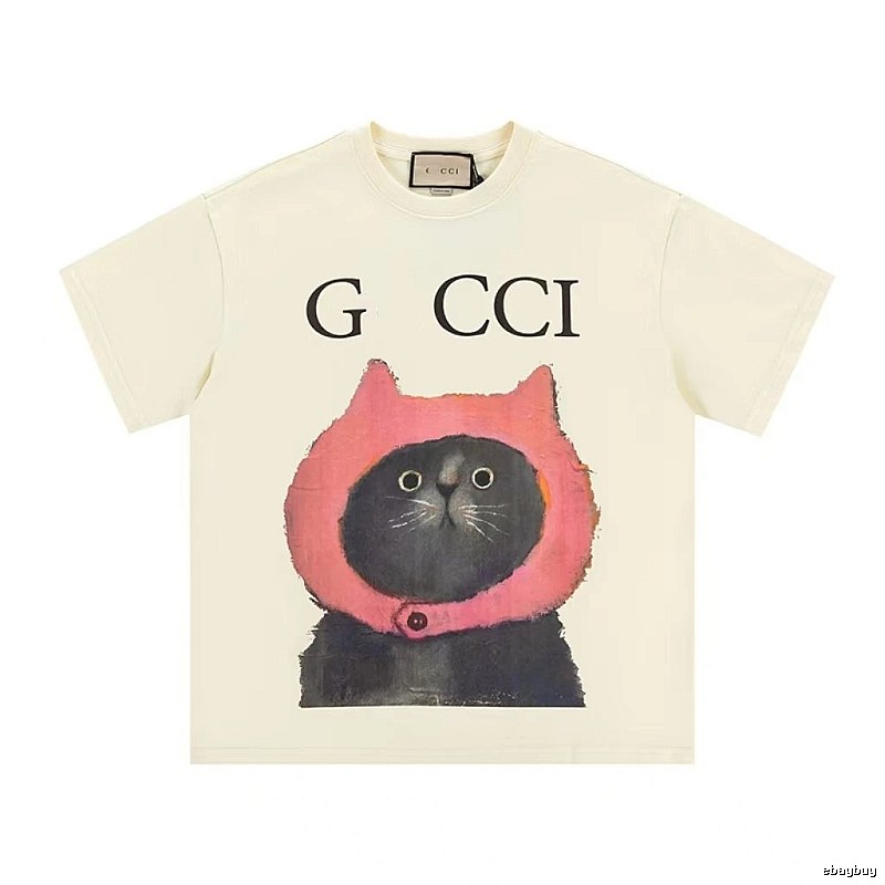 Gucci Cat Print Casual Off-white T-Shirt