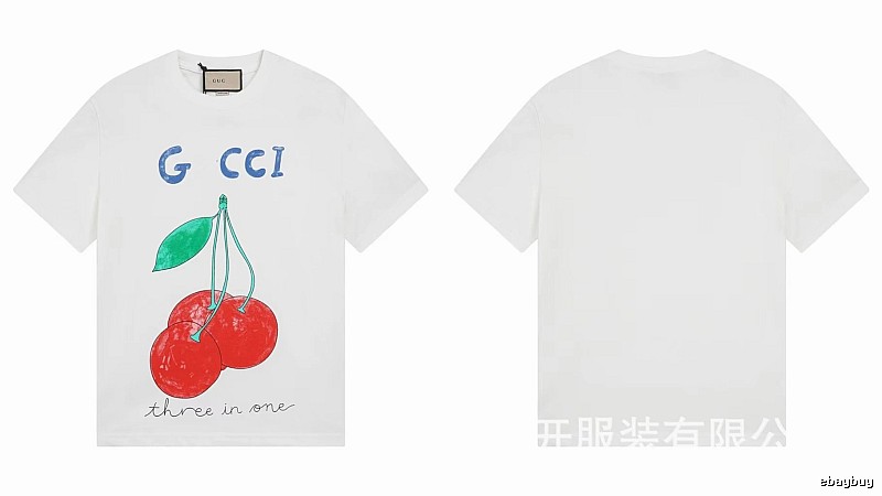 Gucci Cherry Print Casual Style White T-Shirt