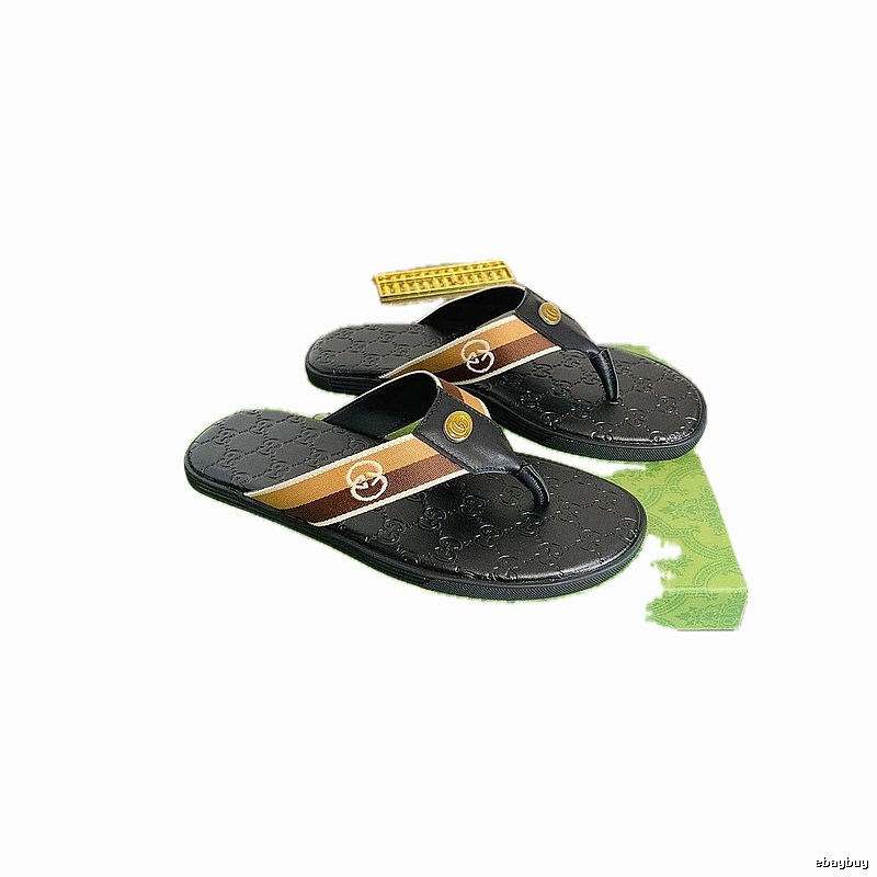 Gucci Classic Webbing Casual Style Black Flip-Flops