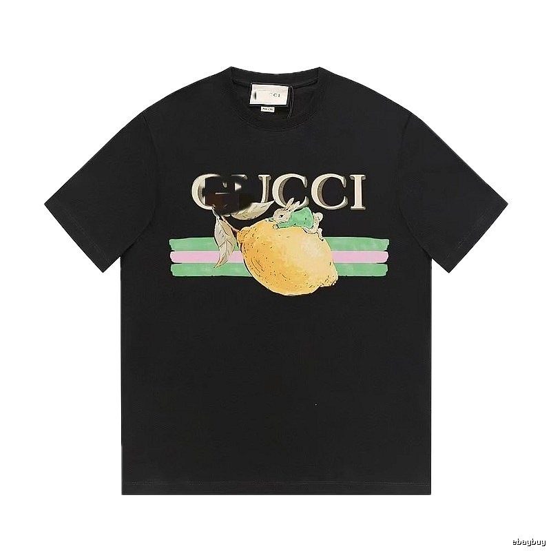 Gucci Lemon Print Casual Style Black T-shirt
