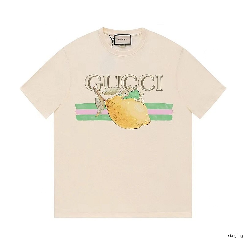 Gucci Lemon Print Casual Style Off-white Short-sleeve T-shirt