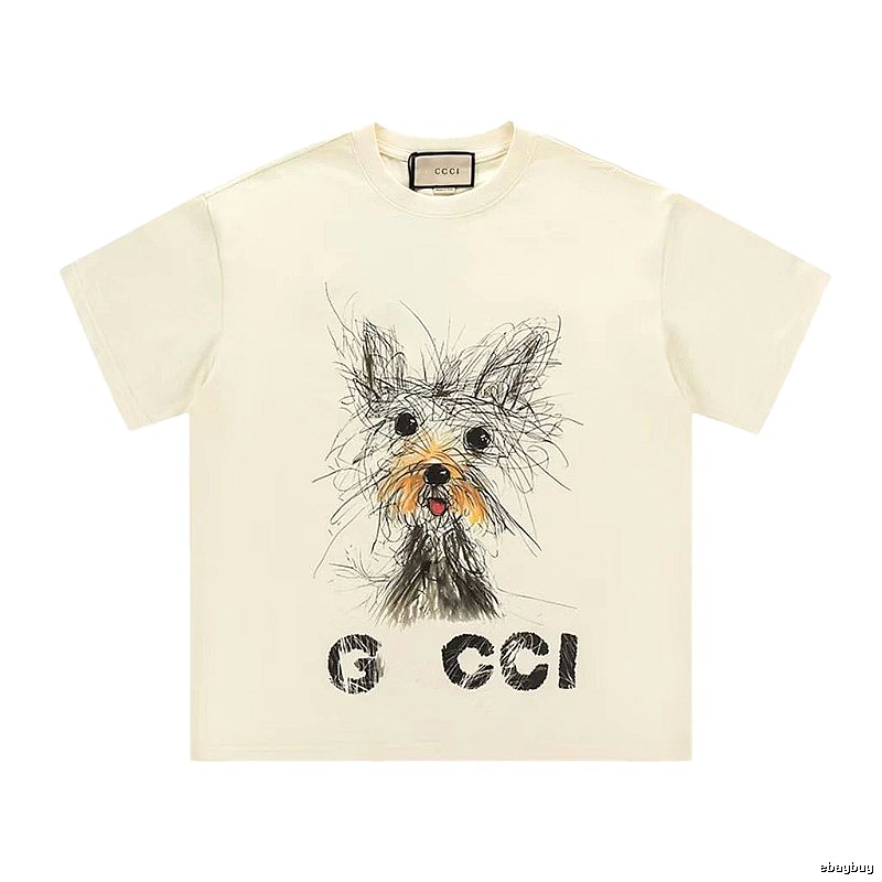 Gucci Puppy Graffiti Casual Style Off-white T-Shirt