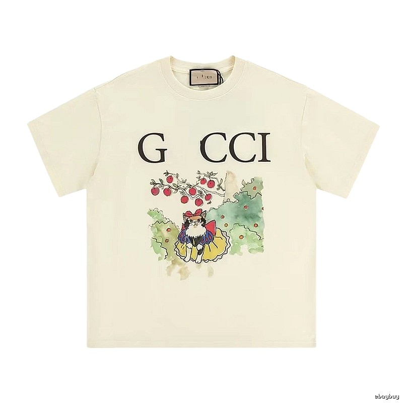 Gucci Vintage-Style Off-White Cat Print T-Shirt