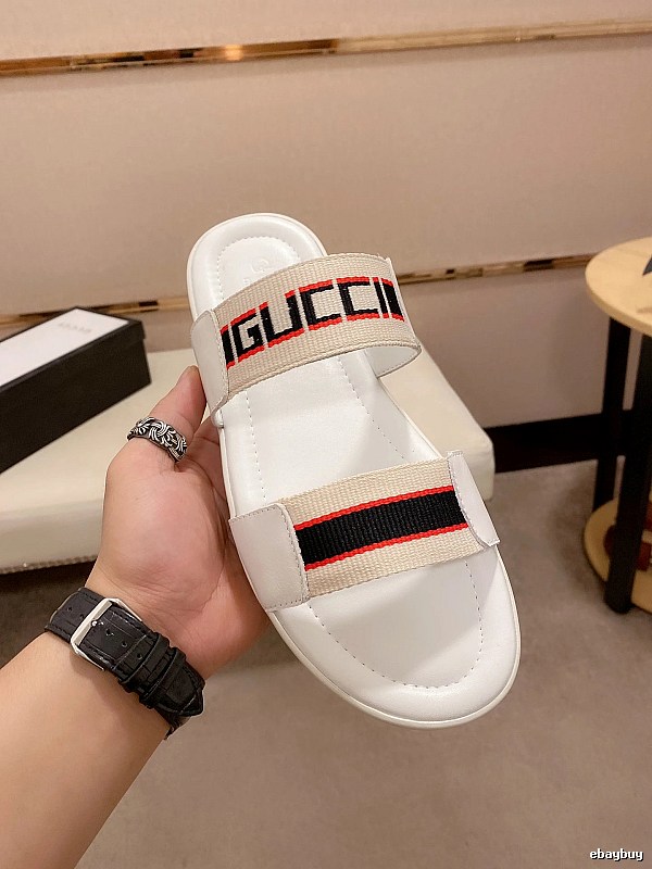 Gucci Webbing Casual-Style White Slides