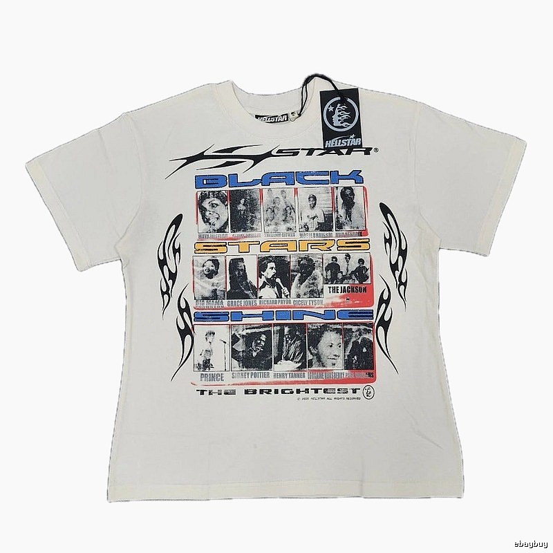 Hellstar Black Star Vintage Off-white Short Sleeve T-Shirt
