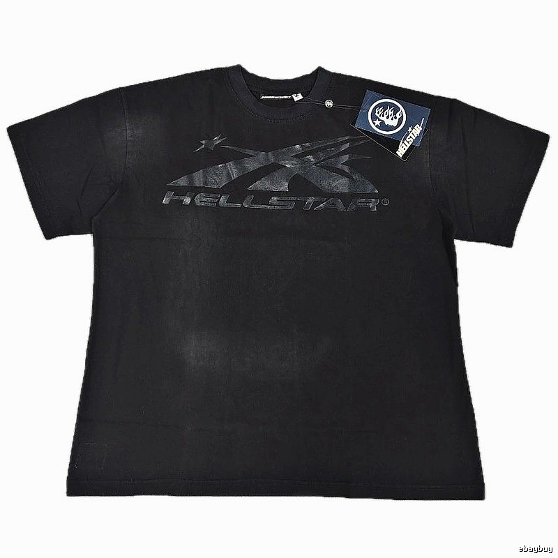 Hellstar Distressed Print High Street Style Black T-Shirt