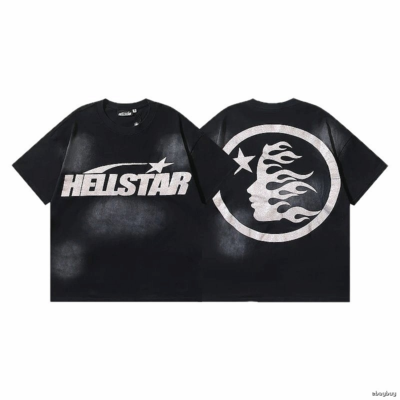 Hellstar Flame Portrait Street Style Black T-shirt