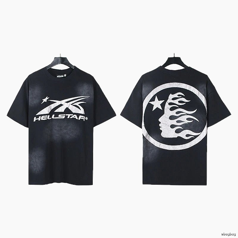 Hellstar Flame Print Street Style Black T-Shirt