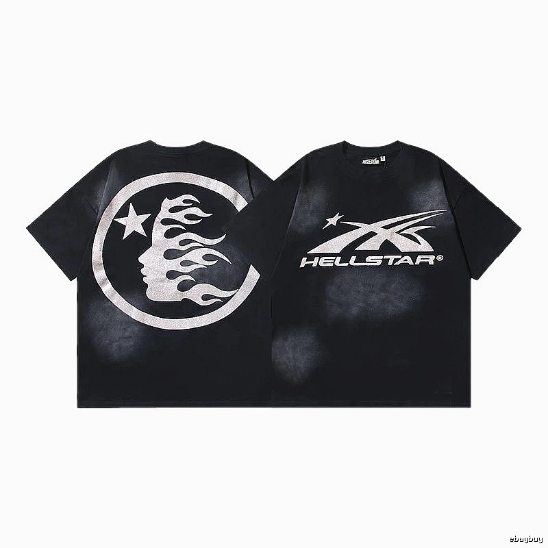 Hellstar Flame Print Street Style Black T-Shirt
