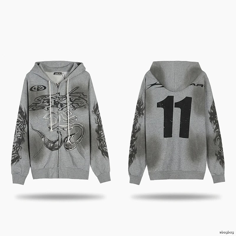 Hellstar Flame Wind Gray Sweatshirt