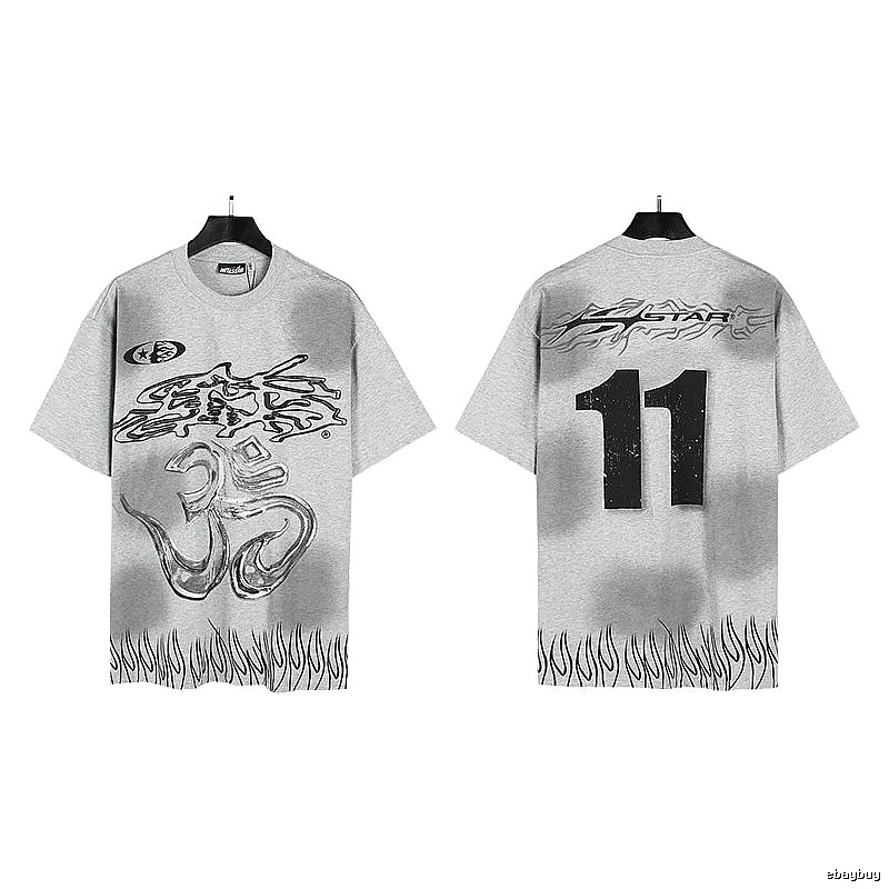 Hellstar No.11 Flame Street Style Gray T-Shirt