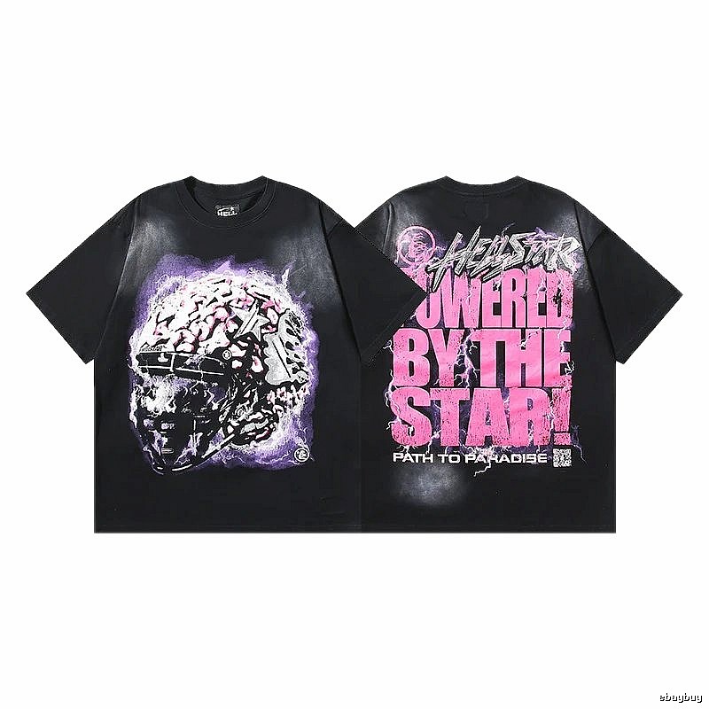 Hellstar Skeleton Print Street Style Black T-shirt