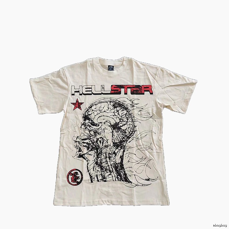 Hellstar Skeleton Print Street-style Off-white T-shirt