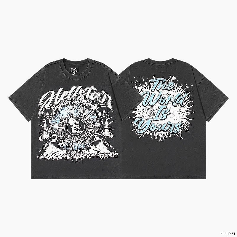Hellstar Statue of Liberty Print Street Style Black T-Shirt