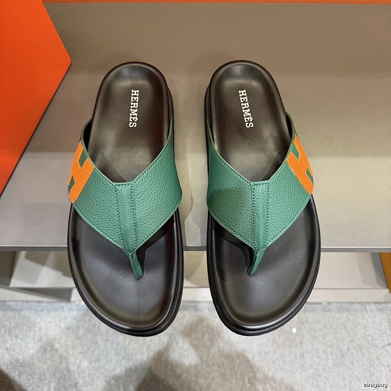 Hermès H Series Casual Style Green Flip-flops