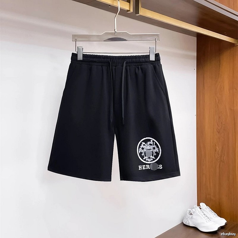 Hermès Logo Print Casual Style Black Shorts