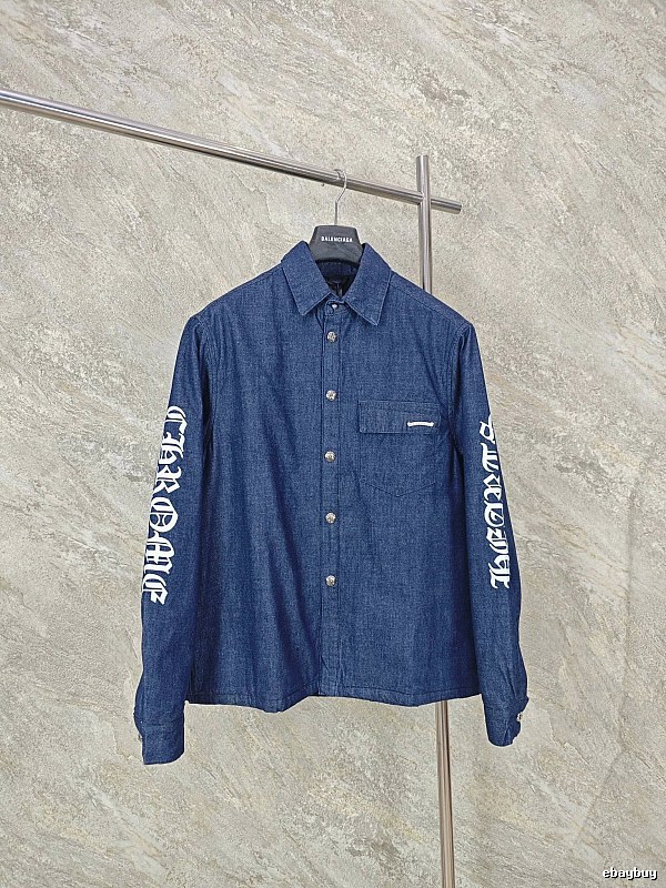 Indigo Blue Chrome Hearts Denim Overshirt - Resort Edit