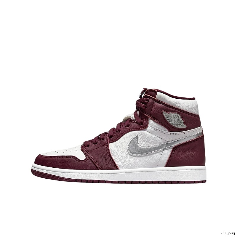 Jordan AJ1 High Top Wine Red and White Shoes