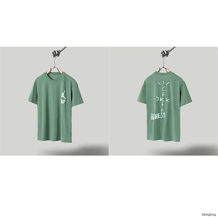 Jordan x Travis Scott Co-branded Street Style Pea Green T-Shirt