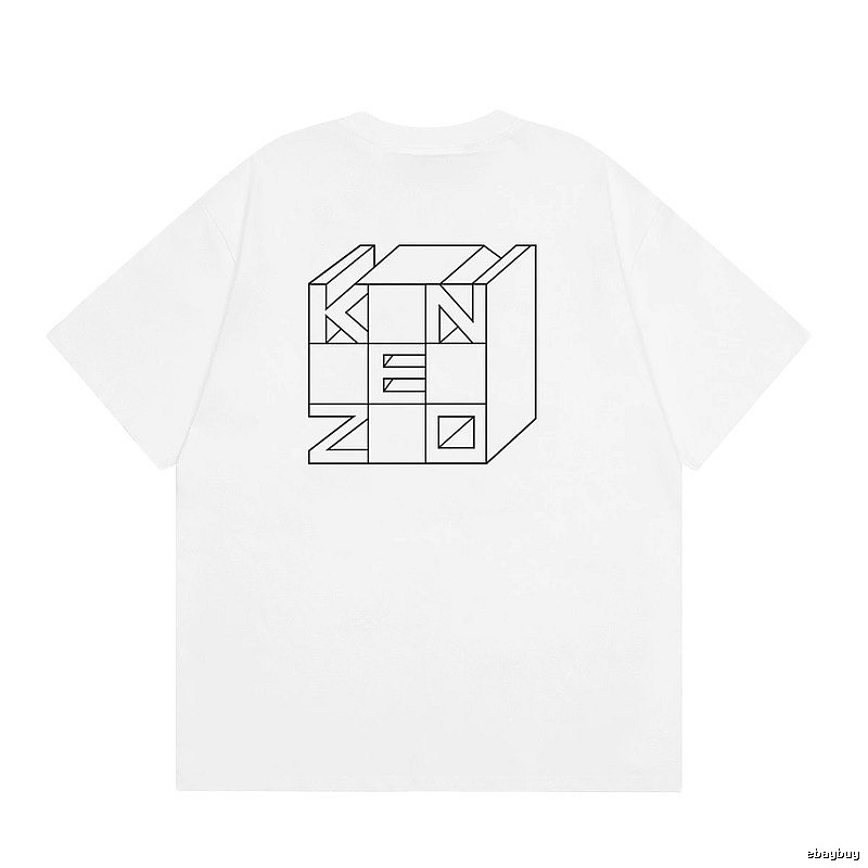 KENZO Geometric Lines Minimalist Style White T-shirt