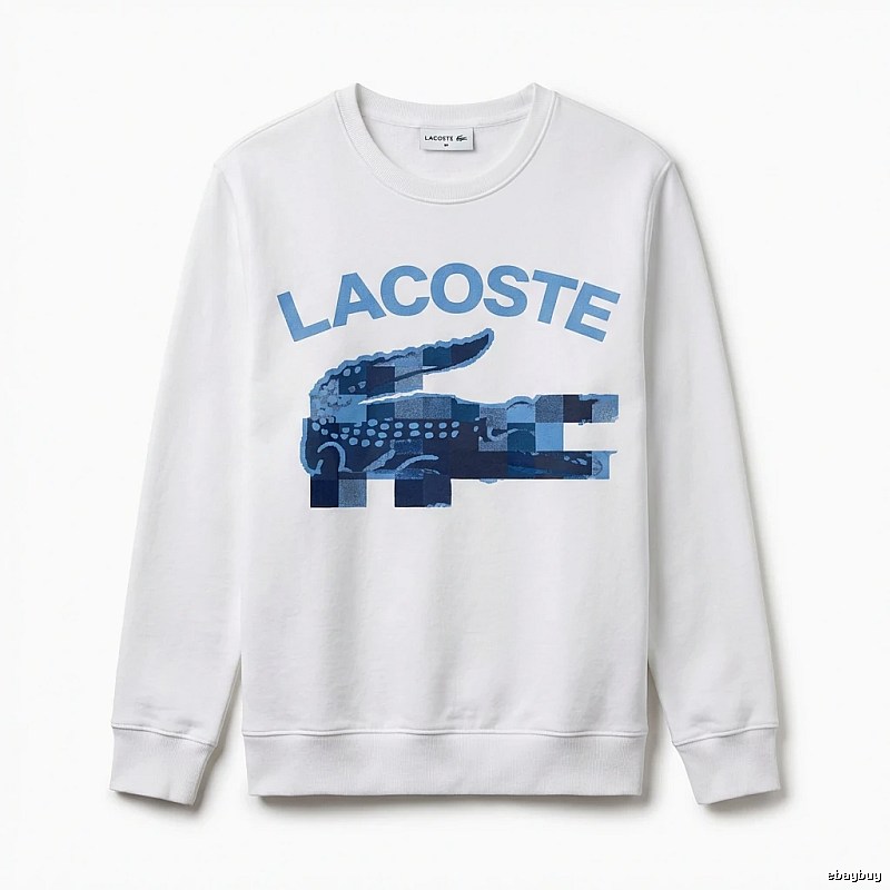 Lacoste Blue and White Contrast Fashion Sweatshirt