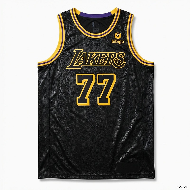 Lakers No. 77 black and yellow basketball uniform