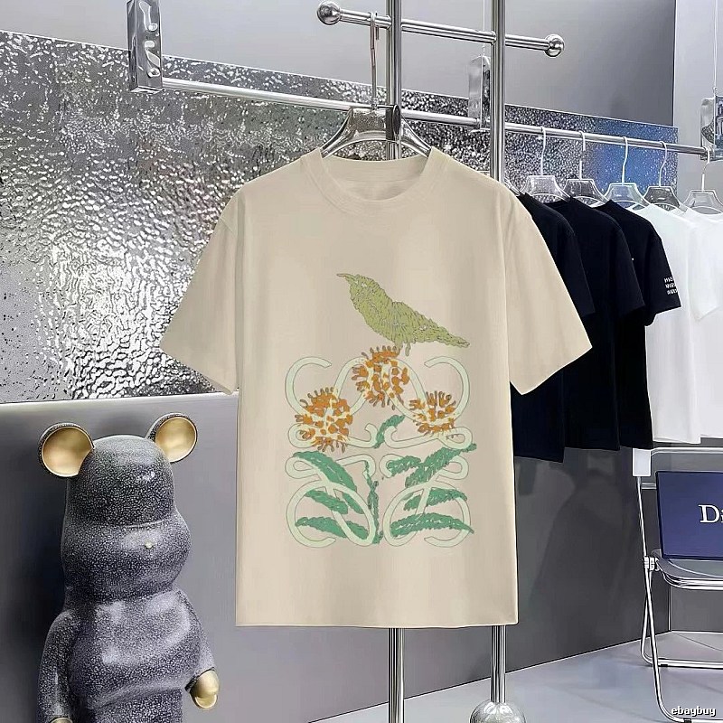 LOEWE Bird and Flower Print Casual Off-white T-shirt