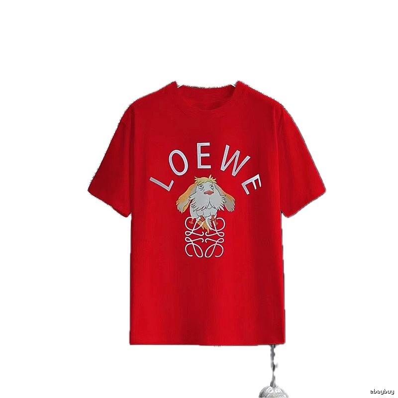 LOEWE Cartoon Print Casual Style Red Short-sleeve T-shirt