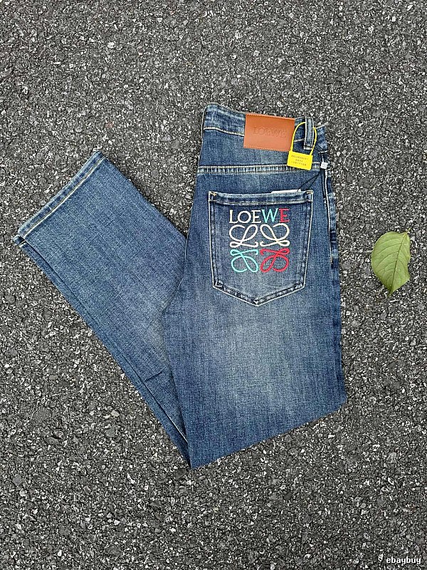 LOEWE Daily Logo Pocket Jeans with multicolor back-pocket emblem and lived-in wash
