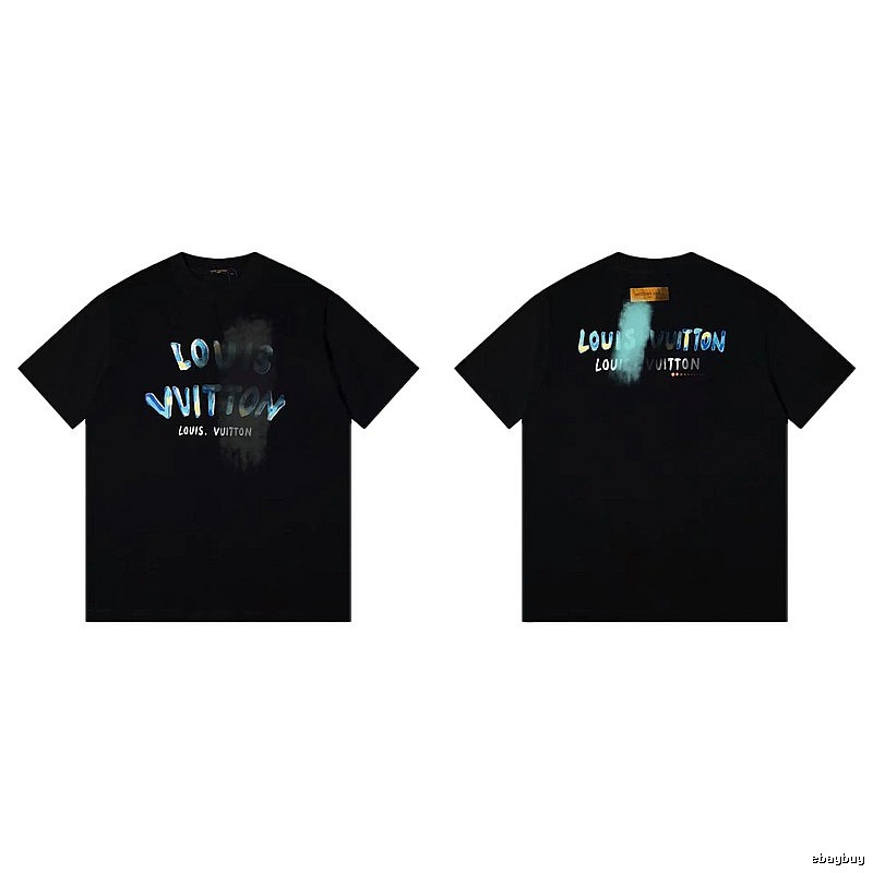 Louis Vuitton Gradient Graffiti Trendy Cool Black Short-sleeve T-shirt