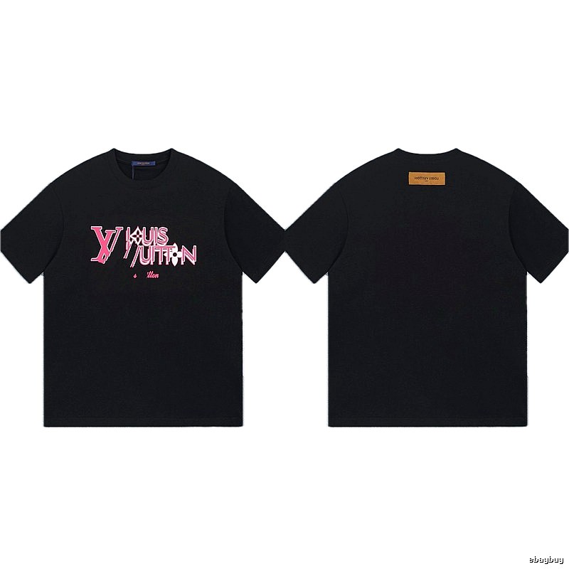 Louis Vuitton Letter Print Trendy Style Black T-shirt