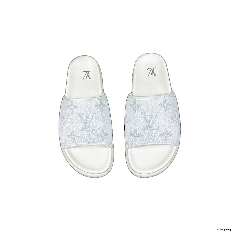 Louis Vuitton Monogram Light Luxury Style White Slide Sandals
