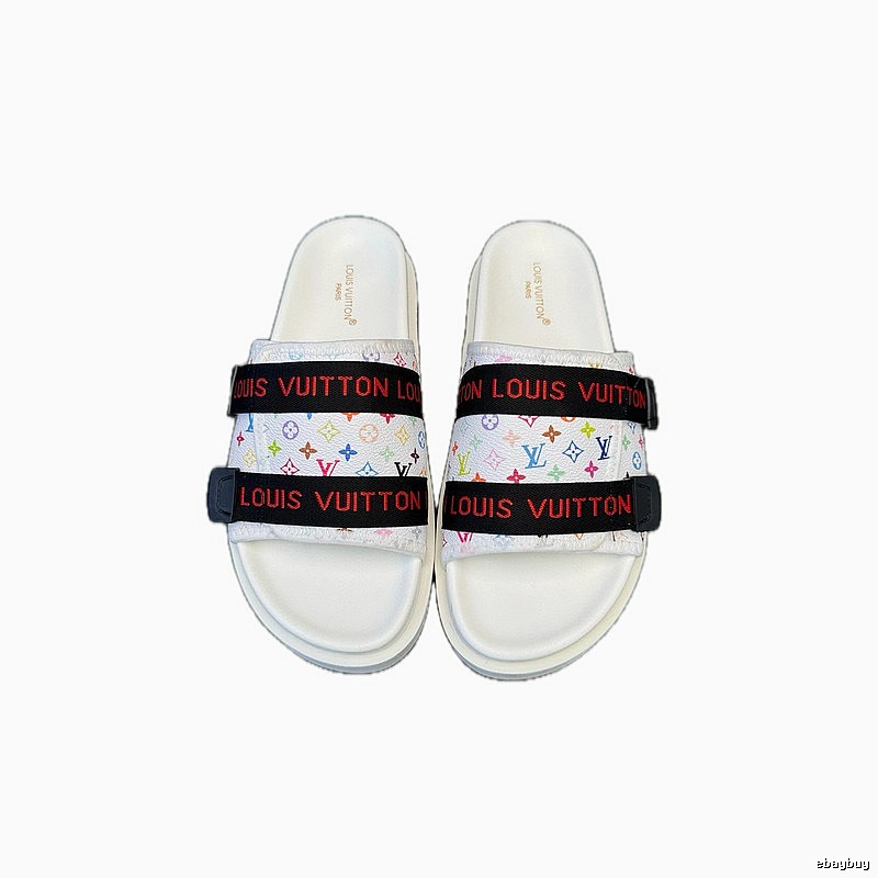 Louis Vuitton Multicolore Monogram Trendy White Slide Sandals
