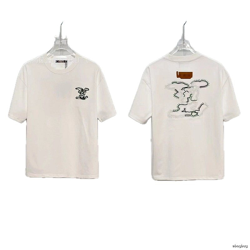 Louis Vuitton Trendy Map-Embroidered White Short-sleeve T-shirt