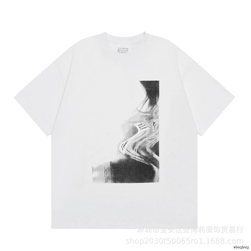 Maison Margiela Abstract Ink-wash Style White Short-sleeve T-shirt