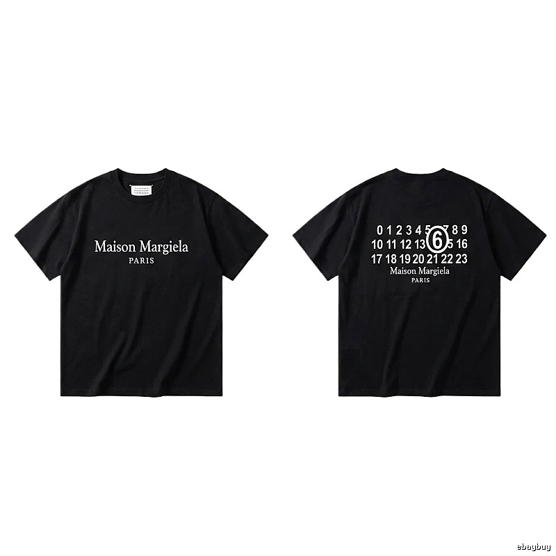 Maison Margiela black T-shirt with digital printing.