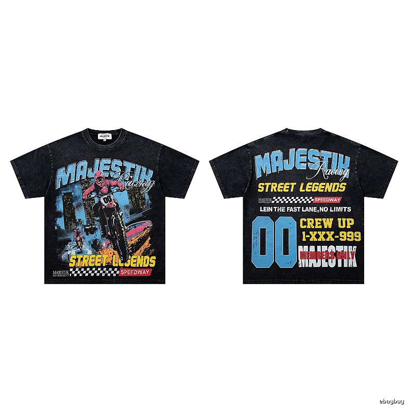 MAJESTIK Racing Vintage Street Black Short Sleeve T-Shirt