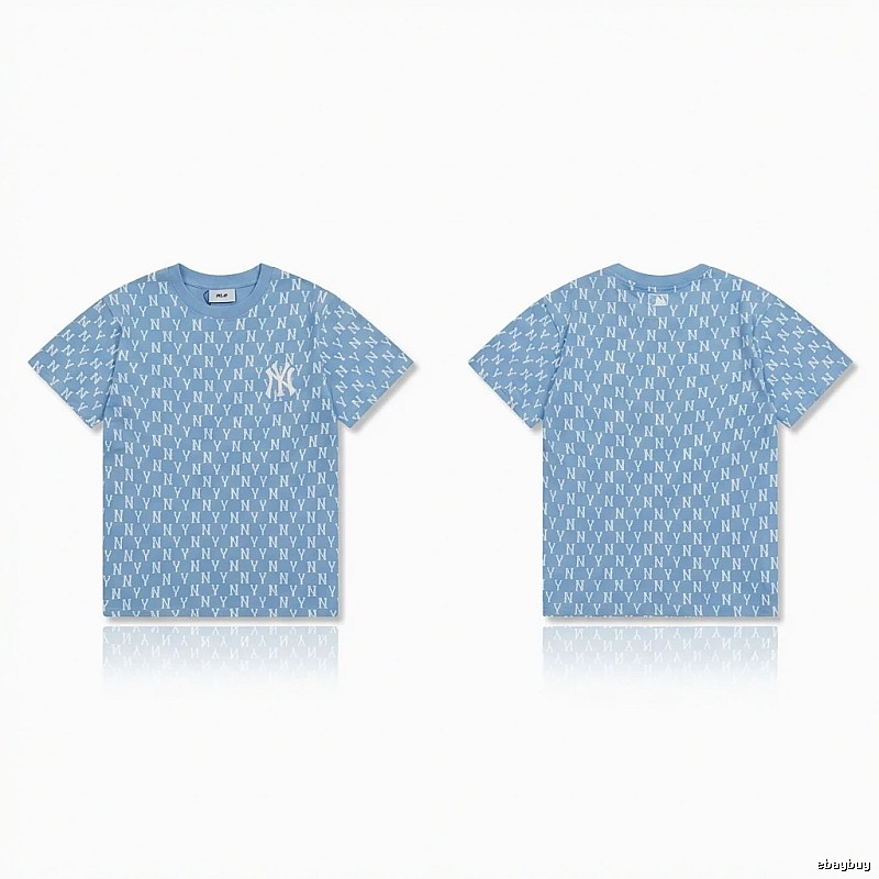 MLB full - print style light blue T - shirt