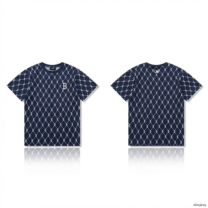 MLB full - printed style navy blue T - shirt