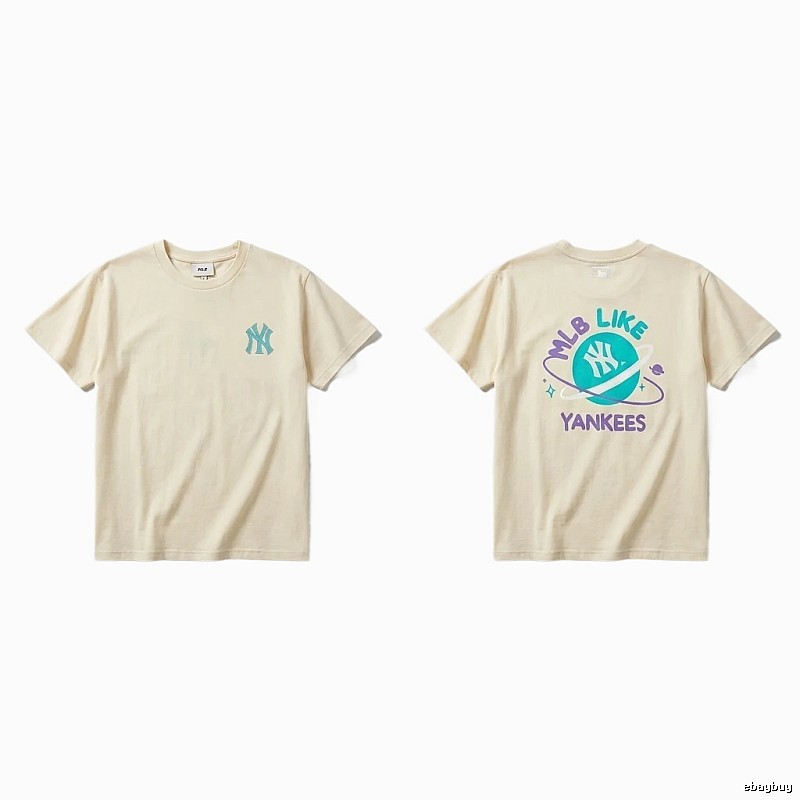 MLB Yankees trendy brand beige T-shirt