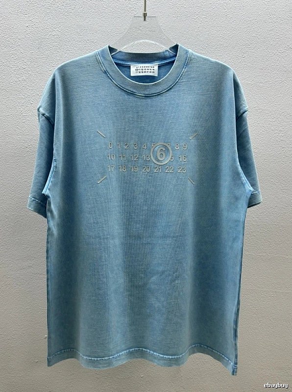 MM6 Maison Margiela Vintage Distressed Light Blue Short-Sleeve T-Shirt