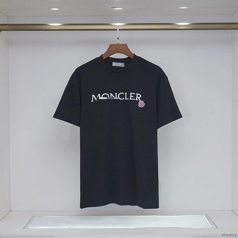 Moncler Embroidered Casual-Style Black T-Shirt