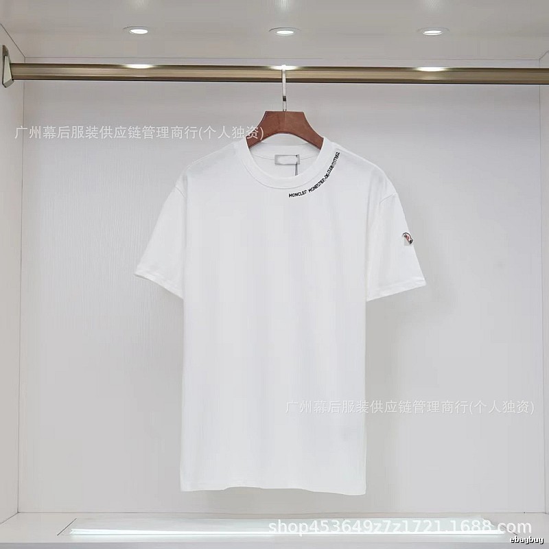 Moncler Embroidered Casual Style White Short-sleeve T-shirt