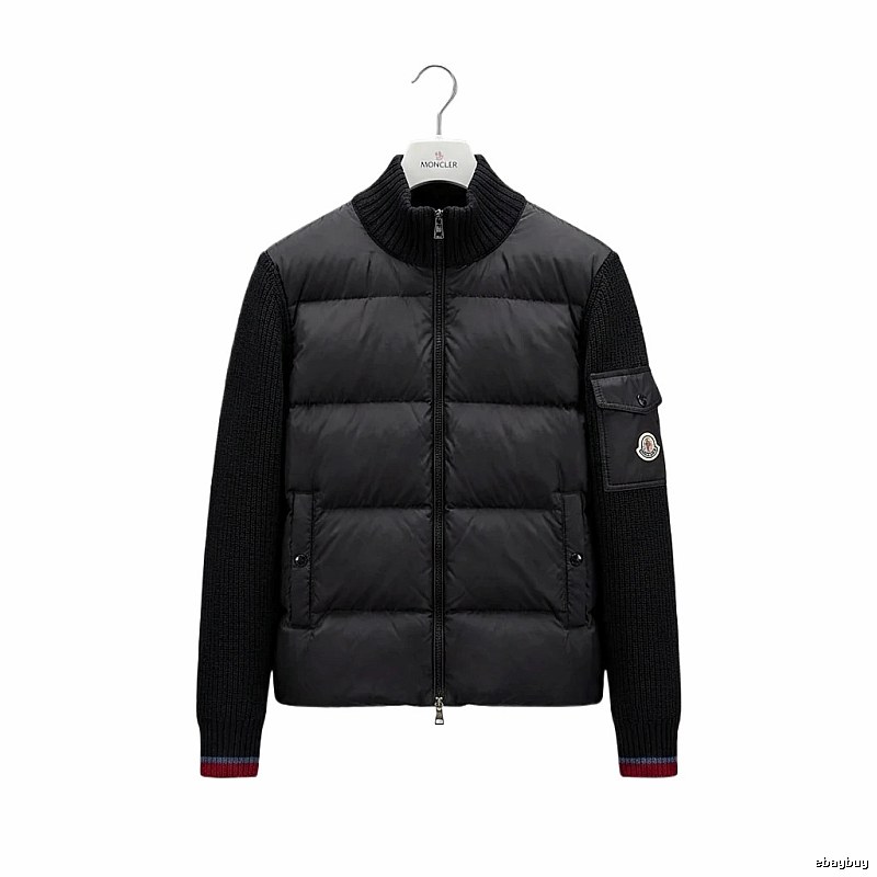 Moncler knitted and spliced black down jacket