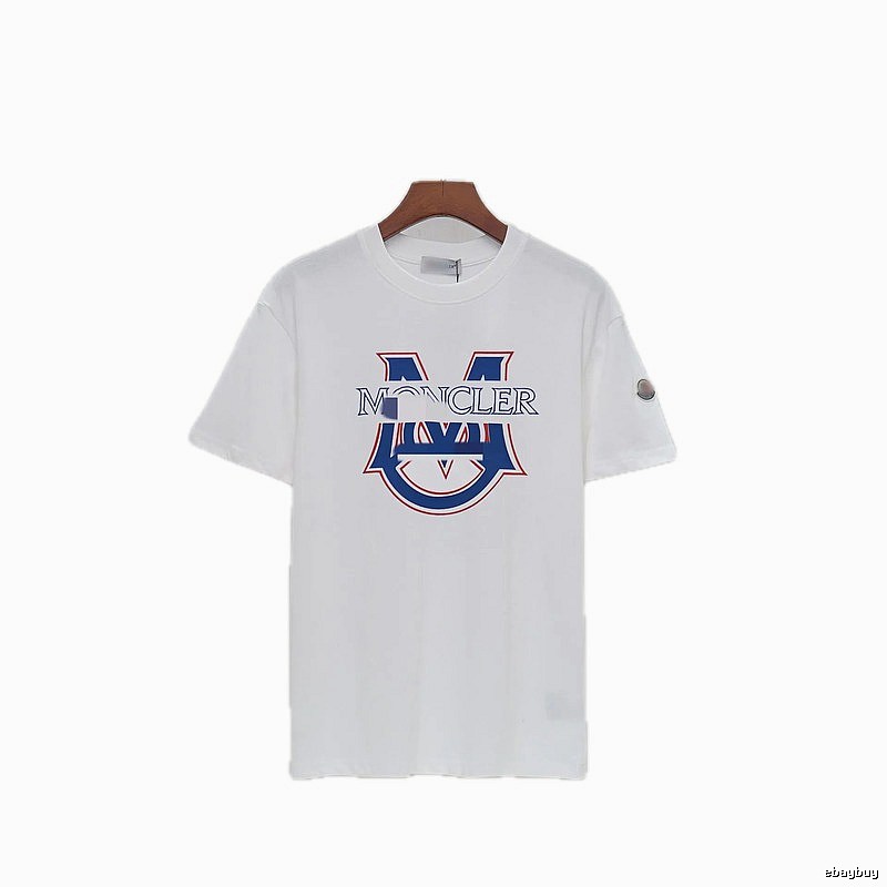 Moncler Large M Printed Casual Style White T-Shirt