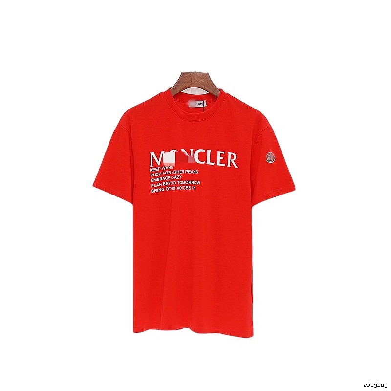 Moncler Letter Print Casual Style Red T-Shirt